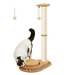 Made4Pets Cat Scratching Post Cat Scratcher Kitten Toys for Indoor Cats Wooden Ball Track Two-Layer Modern Sisal 17.7&quot; Tall Scratch Post Interactive Toy with Dangling Ball