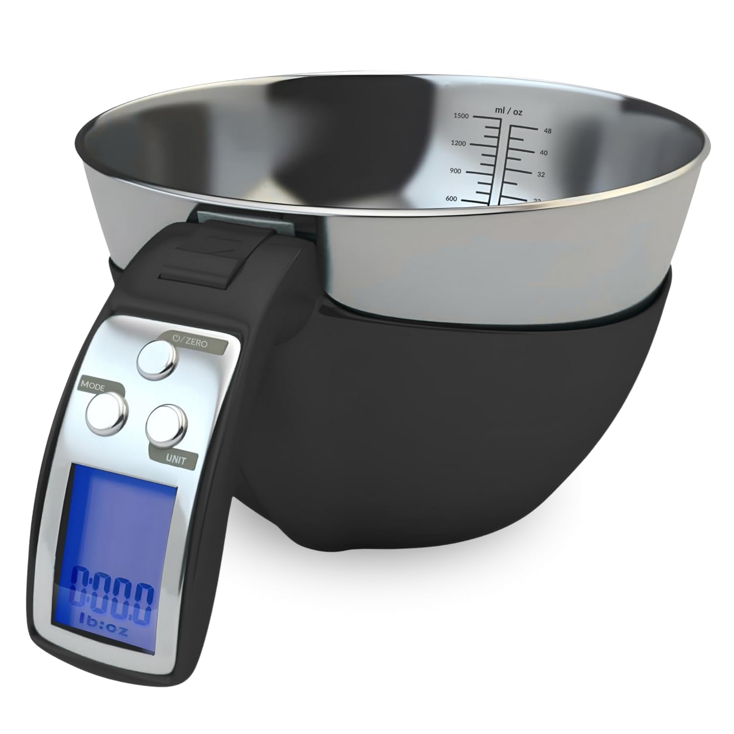 Fradel Digital Kitchen Food Scale & Mixing Bowl - Measuring Cup Scale in Grams & Ounces for Cooking, Baking, Diet, Gifting - Stainless Steel, Dishwasher-Safe Removable Bowl - 11lb Capacity - Black