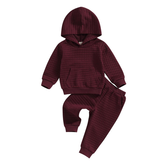 Ledy Champswiin Baby Boy Girl Sweatsuits Sportswear Toddler Kids Solid Color Outfit Hoodie Sweatshirt Tops & Pants Clothes