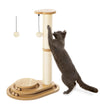 Made4Pets Cat Scratching Post Cat Scratcher Kitten Toys for Indoor Cats Wooden Ball Track Two-Layer Modern Sisal 17.7&quot; Tall Scratch Post Interactive Toy with Dangling Ball