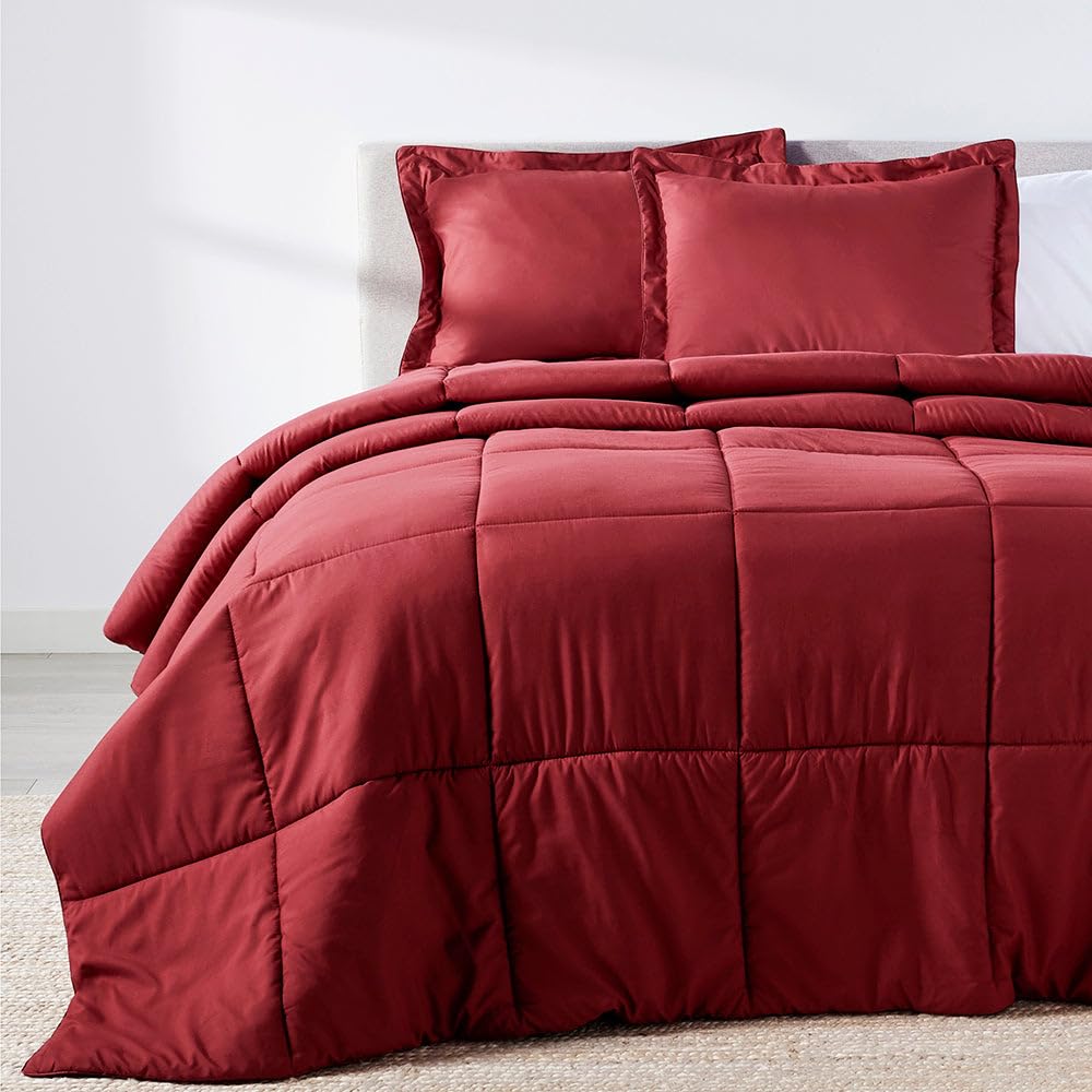 PeachSkinSheets Night Sweats: The Original 1500TC Soft Super Full/XL Full Oversized Comforter Set Deep Crimson Red