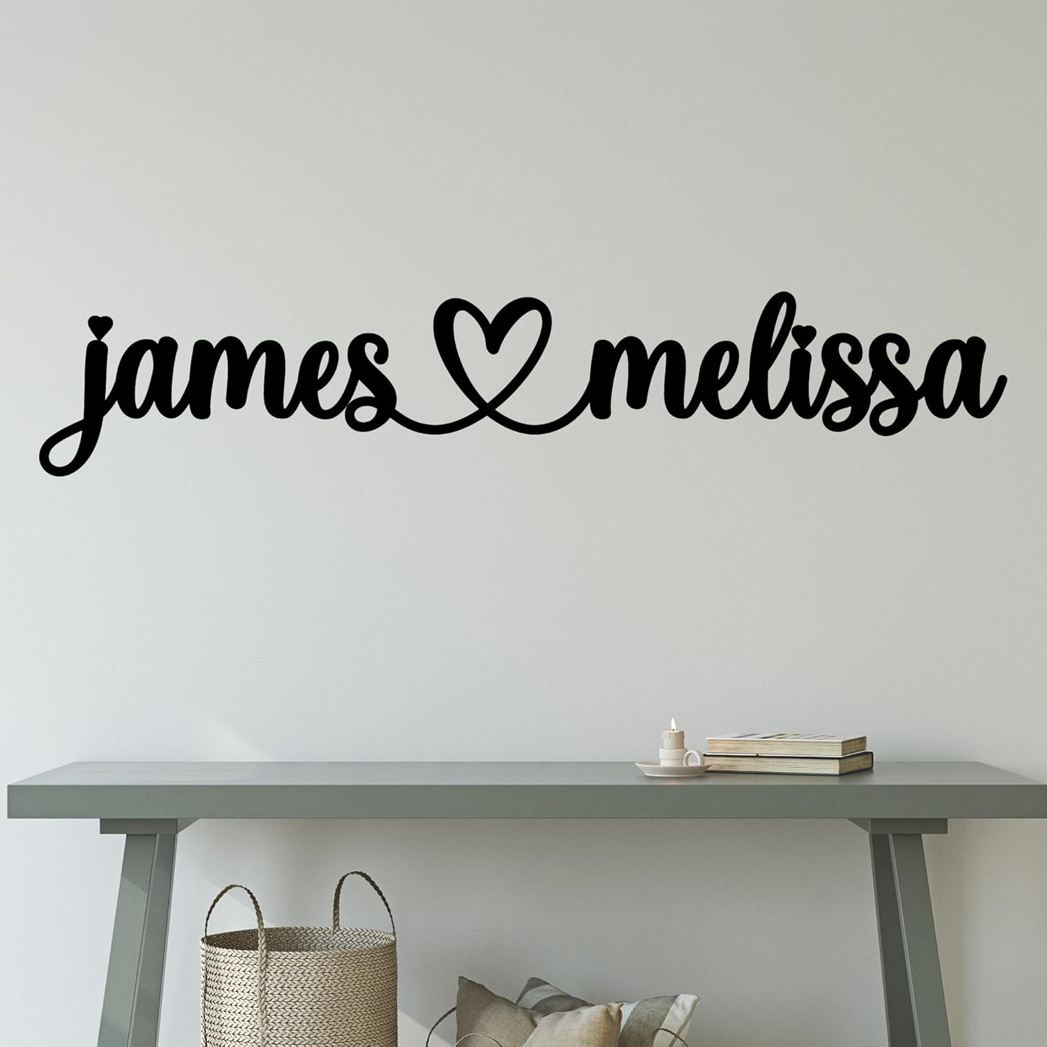 Custom Metal Heart Couples Sign, Custom Metal Sign, Couples Gift, Names with Heart, Names Above Bed, Personalized Names Metal Wall Sign, Custom Love Wall Art, Wedding & Newlywed Gift, Cursive Font Art