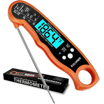 TP-01 Waterproof Digital Instant Read Meat Thermometer with 4.6 Folding Probe Backlight Calibration Function for Cooking Food Candy, BBQ Grill, Liquids,Beef(Orange)