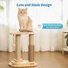 Made4Pets Cat Scratching Post Cat Scratcher Kitten Toys for Indoor Cats Wooden Ball Track Two-Layer Modern Sisal 17.7&quot; Tall Scratch Post Interactive Toy with Dangling Ball