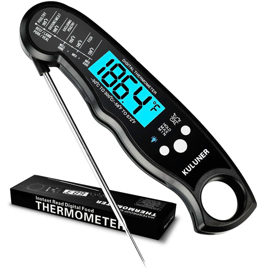 TP-01 Waterproof Digital Instant Read Meat Thermometer with 4.6 Folding Probe Backlight Calibration Function for Cooking Food Candy, BBQ Grill, Liquids,Beef(Orange)