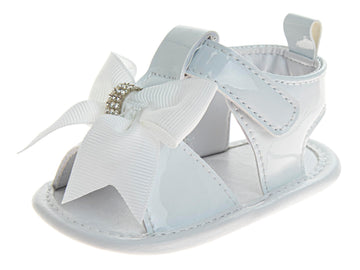 Josmo Baby Girl Sandals Summer Crib Sandals Bowknot Soft Sole Infant Girls Princess Dress Flats First Walker Shoes Size 2-4 Infant