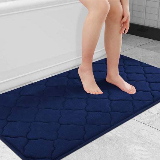 OLANLY Memory Foam Bath Mat Rug 24x16, Ultra Soft Non Slip and Absorbent Bathroom Rug, Machine Wash Dry, Comfortable, Thick Bath Rug Carpet for Bathroom Floor, Tub and Shower, Black