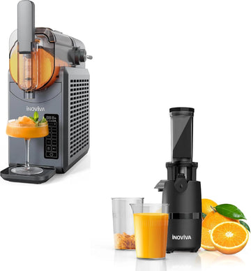 Slushie Machine Bundle with Masticating Juicer Machines Compact, Slow Juicer with 70 RPM Low Speed, Juice Maker for Vegetable & Fruit, Portable Juice Extractor High Juice Yield & Easy to Clean