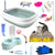 Kitten Starter Kit, 15 Piece Cat Essentials Set Includes Cat Litter Box,Cat Toys, Cat Collars，Cat Scratch Pad, cat Nail File，Automatic Cat Feed Bowls, Pet Grooming Gloves for Cats Daily Life