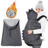 Orzbow Baby Winter Carrier Cover with Detachable Hood, Waterproof &amp; Windproof, with Big Pockets, Universal for Baby Carriers and Baby Waist Stool|with Storage Bag, Dark Grey Dinosaur