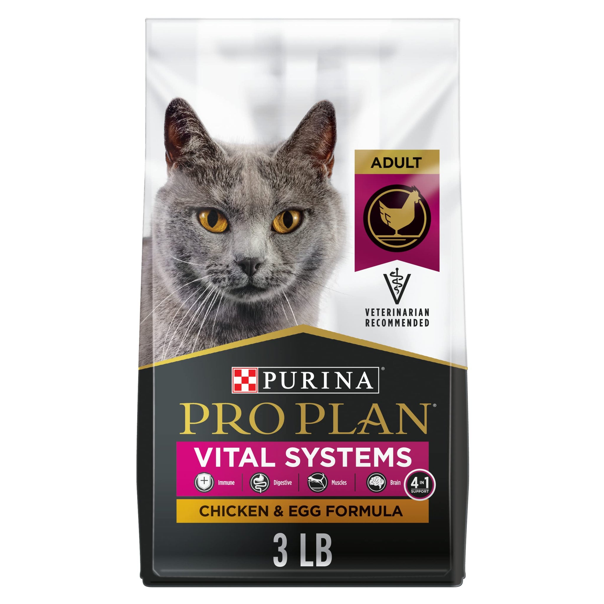 Purina Pro Plan Vital Systems Salmon and Rice Formula Senior Cat Food Dry 4-in-1 Formula - 3 lb. Bag