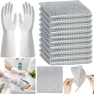 Multifunctional Wire Dishwashing Rag and Washing Gloves, Powerful Cleaning Non Scratch Wire Dishcloth Reusable and Washable for Cookware, Sinks, Dishes, Stoves, Dish Cloth