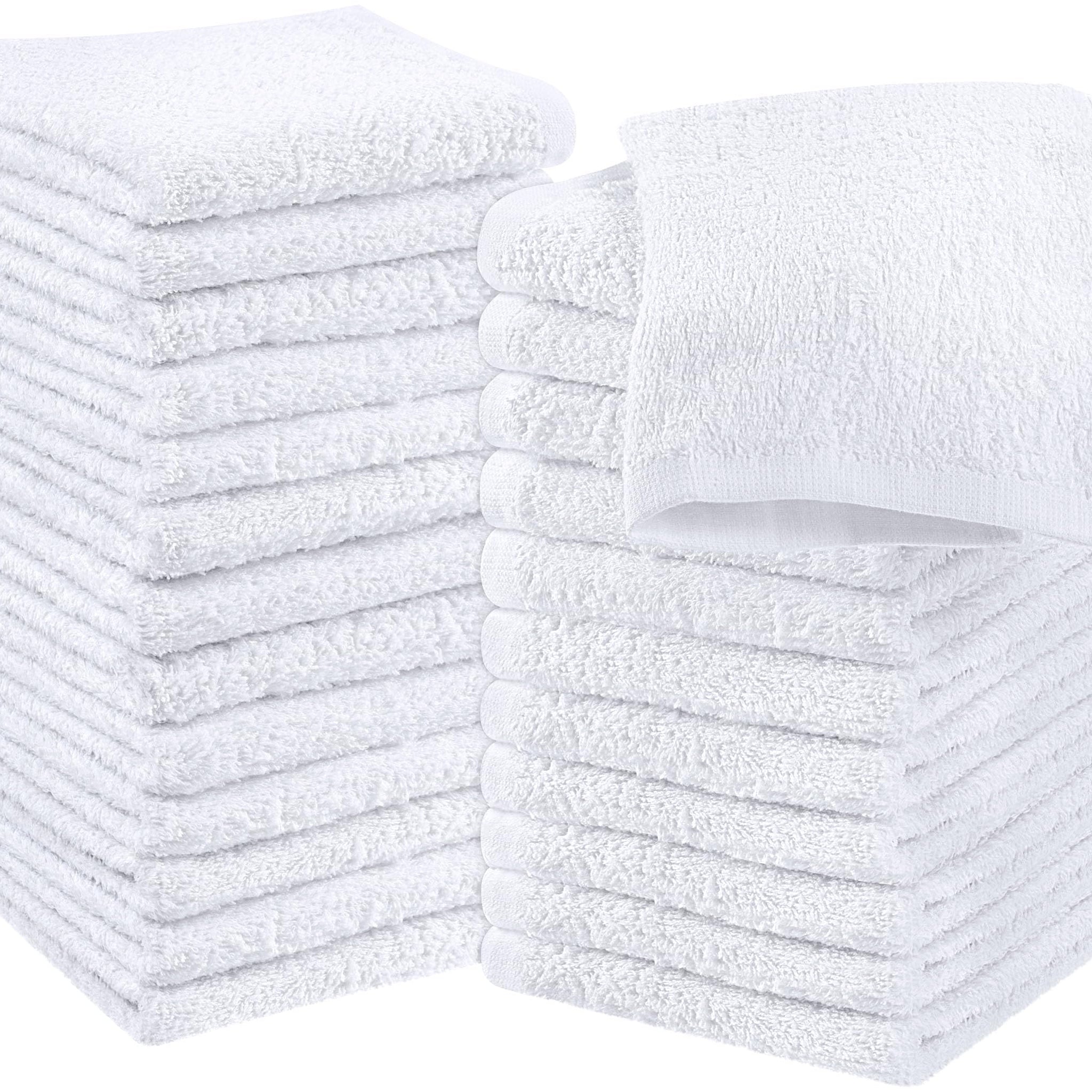 Utopia Towels Cotton Washcloths Set - 100% Ring Spun Cotton, Premium Quality Flannel Face Cloths, Highly Absorbent and Soft Feel Fingertip Towels (24 Pack, White)