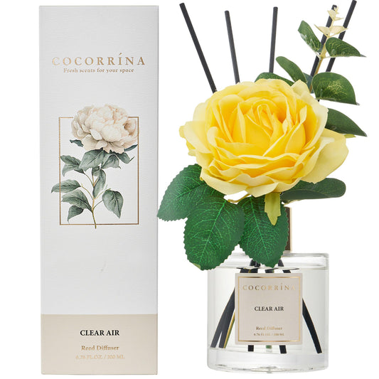 Cocorrína Premium Reed Diffuser Set with Preserved Baby's Breath & Cotton Stick Sandalwood Rose | 6.7oz Scent Fragrance Oil Diffuser for Bedroom Bathroom Home Décor