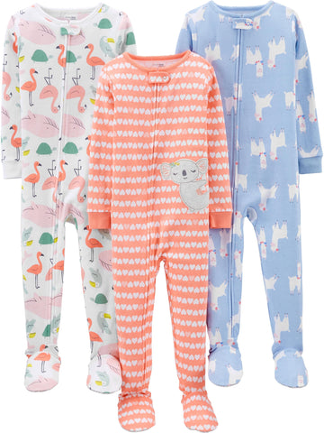 Simple Joys by Carter's Toddlers and Baby Boys' Snug-Fit Footed Cotton Pajamas, Pack of 3