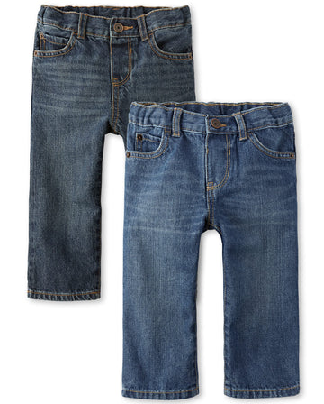 The Children's Place Baby and Toddler Boys' Basic Straight Leg Jeans, Multipack