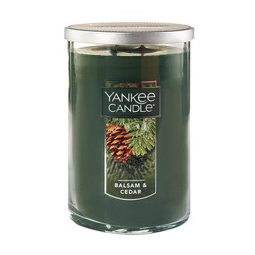 Yankee Candle Balsam & Cedar Scented, Classic Large 22oz Dual-Wick Tumbler Candle, Over 75 Hours Burn Time, Ideal for Holiday Season & Gifting