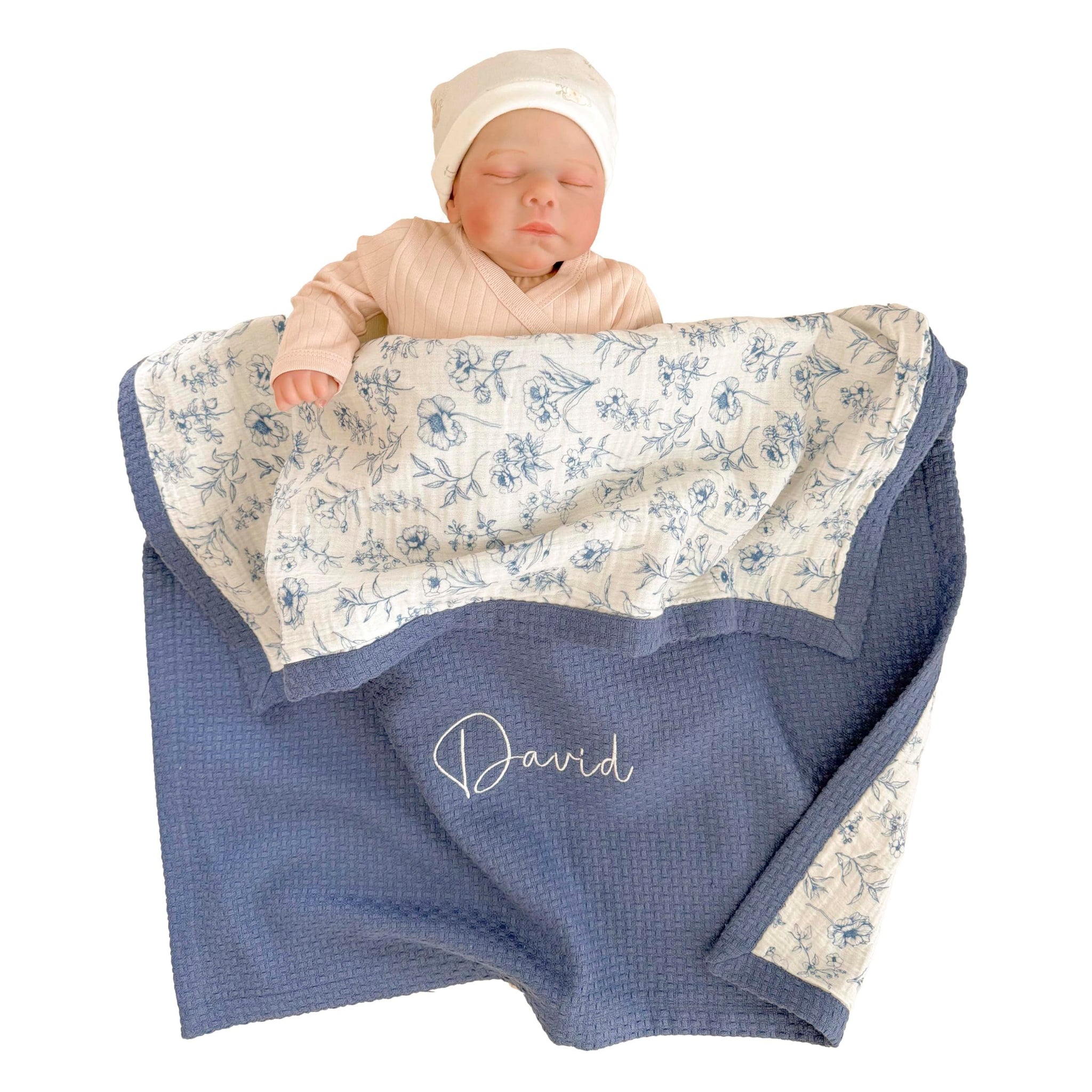 Personalized Baby Blanket with Name – Handmade 100% Organic Cotton Newborn Gift | Custom Knit Blanket for Boys, Girls, Kids & Baby Showers | Customized Gifts Monogrammed Nursery Essential