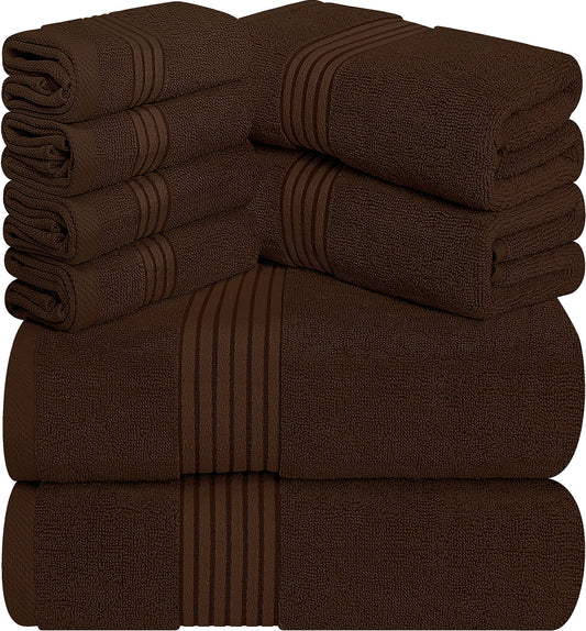 Utopia Towels 8-Piece Premium Towel Set, 2 Bath Towels, 2 Hand Towels, and 4 Wash Cloths, 100% Ring Spun Cotton Highly Absorbent Towels for Bathroom, Sports, and Hotel (Grey)